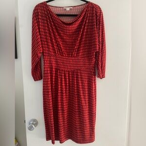 Coldwater Creek Vintage Burgundy Fall Bird Dress 8